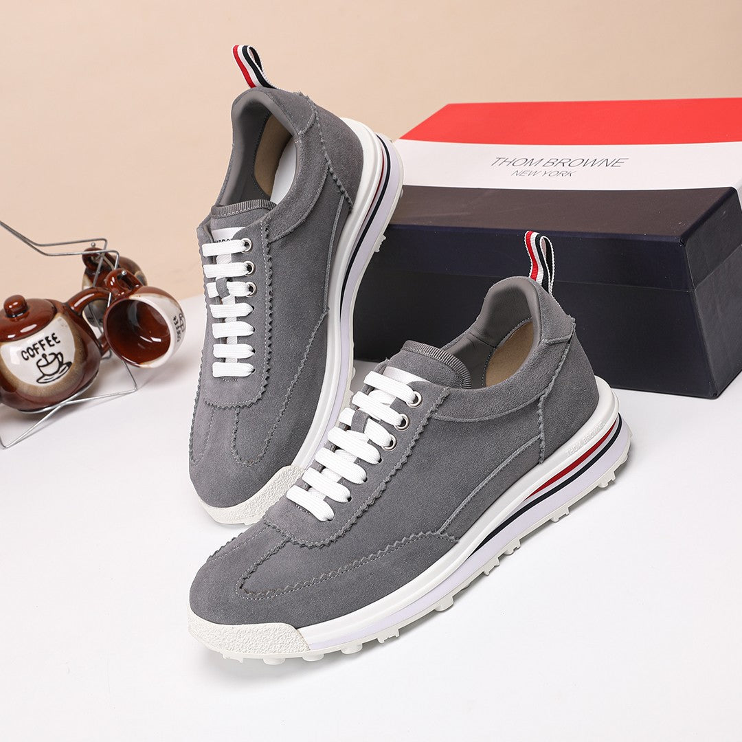 Thom Browne Men’s Charcoal Suede Retro Runner Sneakers – product detail view 8