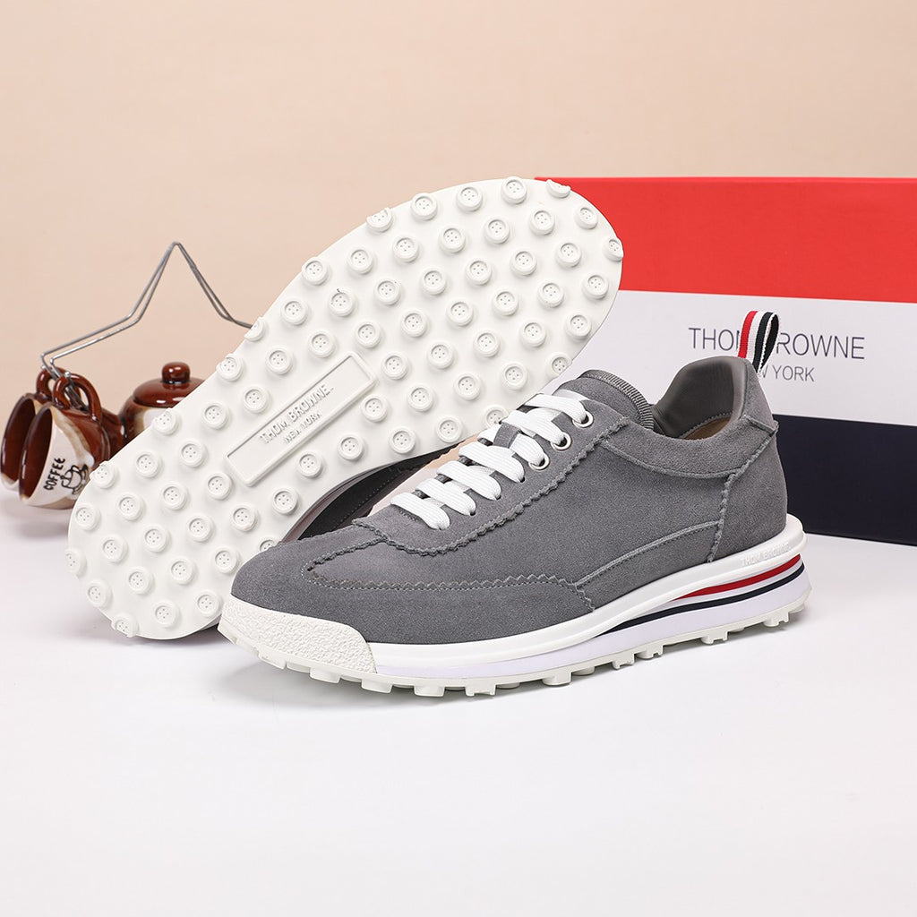 Thom Browne Men’s Charcoal Suede Retro Runner Sneakers – product detail view 9