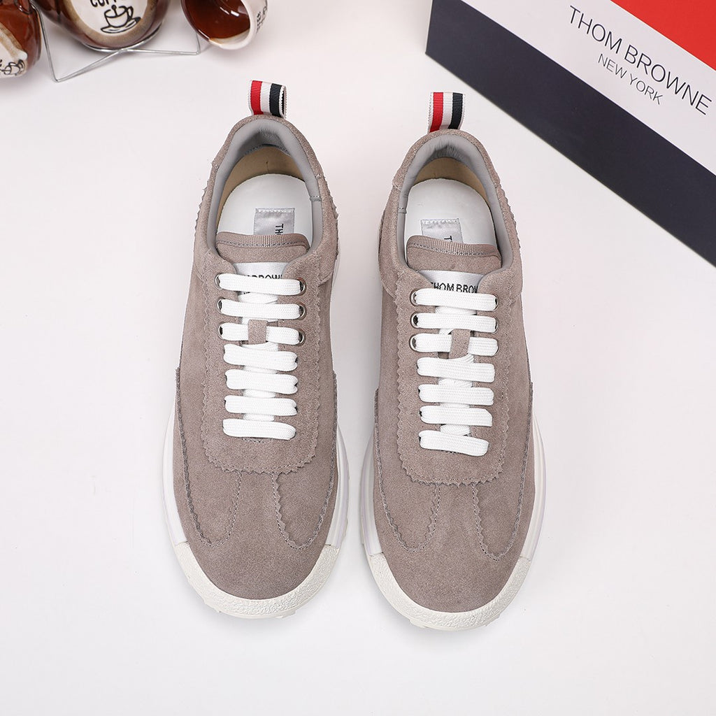 Thom Browne Men’s Taupe Suede Retro Runner Sneakers – product detail view 2