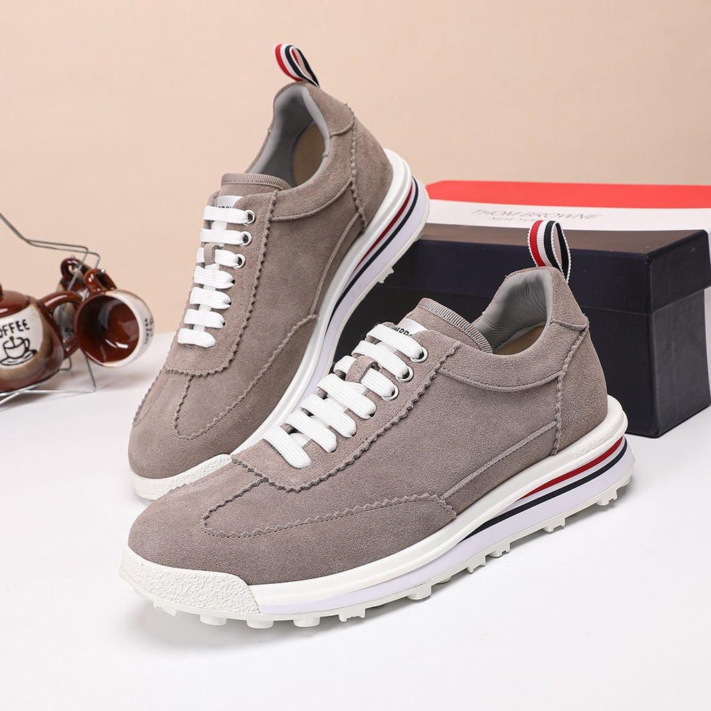 Thom Browne Men’s Taupe Suede Retro Runner Sneakers – product detail view 5