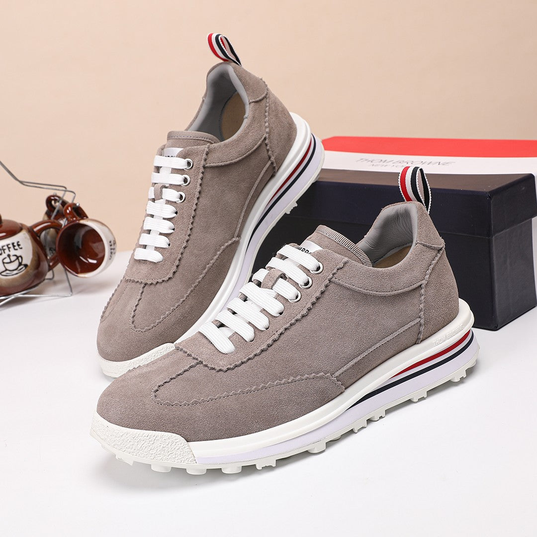 Thom Browne Men’s Taupe Suede Retro Runner Sneakers – product detail view 5