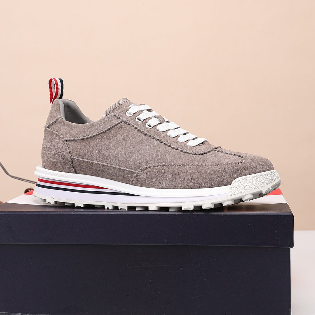 Thom Browne Men’s Taupe Suede Retro Runner Sneakers – product detail view 6