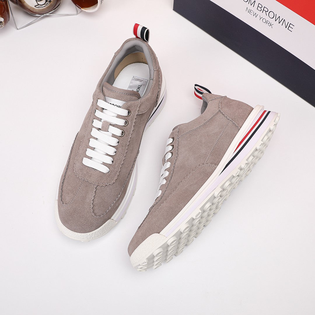 Thom Browne Men’s Taupe Suede Retro Runner Sneakers – product detail view 7