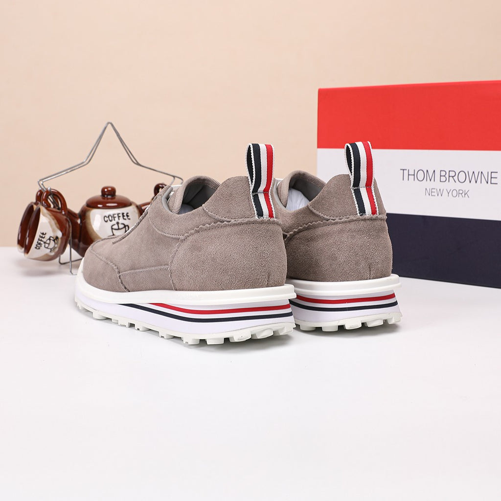 Thom Browne Men’s Taupe Suede Retro Runner Sneakers – product detail view 8
