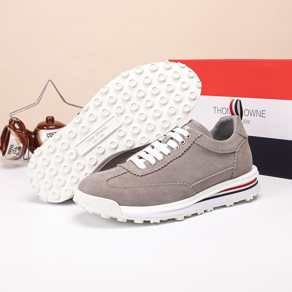 Thom Browne Men’s Taupe Suede Retro Runner Sneakers – product detail view 9