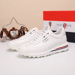 Thom Browne Men’s Triple White Leather Runner Sneakers – left-facing main product view