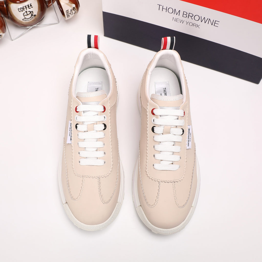 Thom Browne Men’s Beige Leather Runner Sneakers – product detail view 4