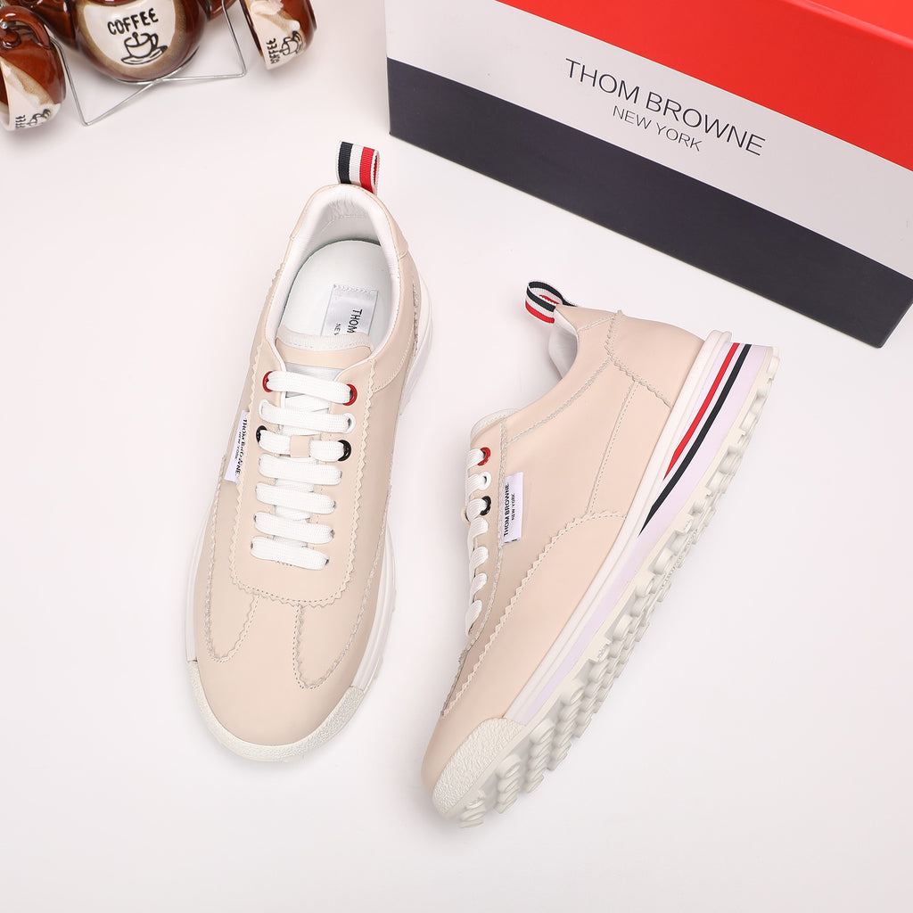 Thom Browne Men’s Beige Leather Runner Sneakers – product detail view 6