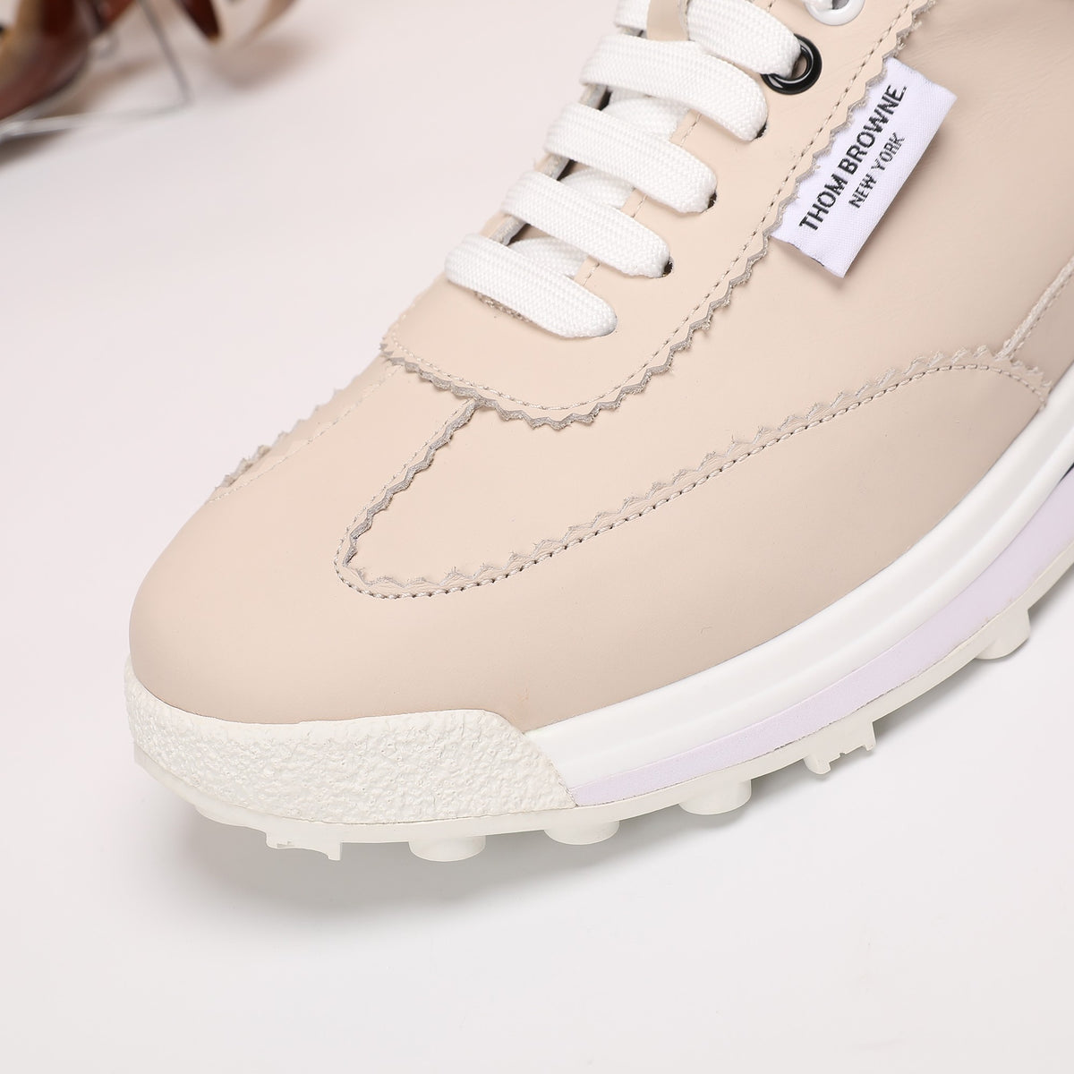 Thom Browne Men’s Beige Leather Runner Sneakers – product detail view 8