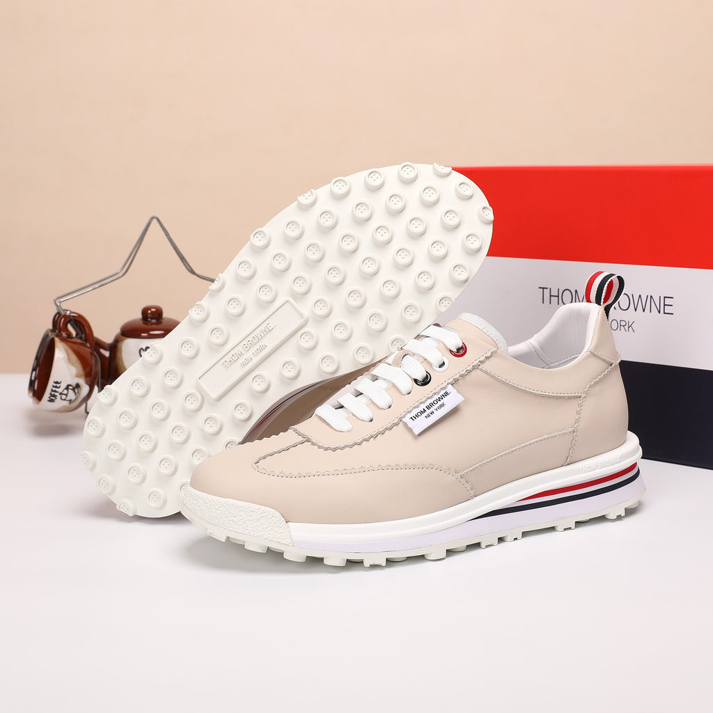 Thom Browne Men’s Beige Leather Runner Sneakers – product detail view 9