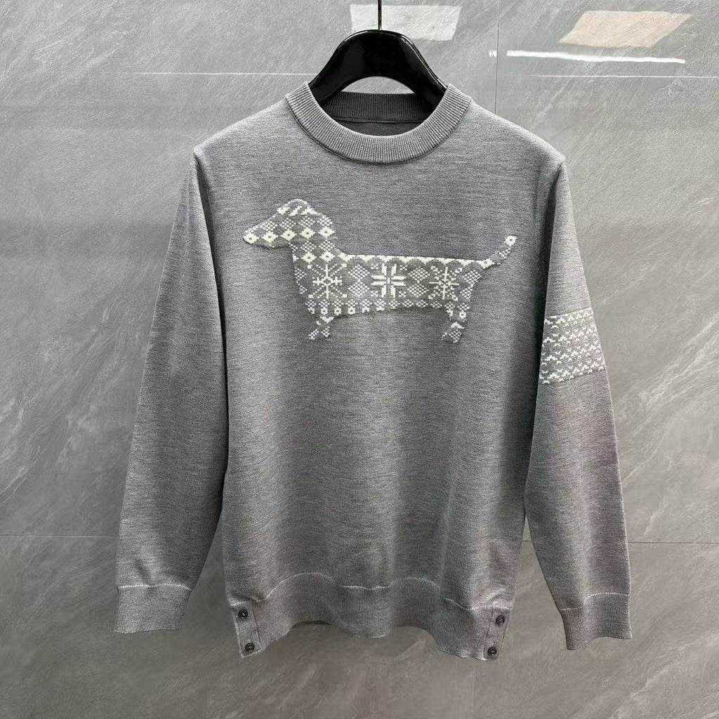 Thom Browne Fair Isle Dachshund Jacquard Crewneck Sweater detail view 4