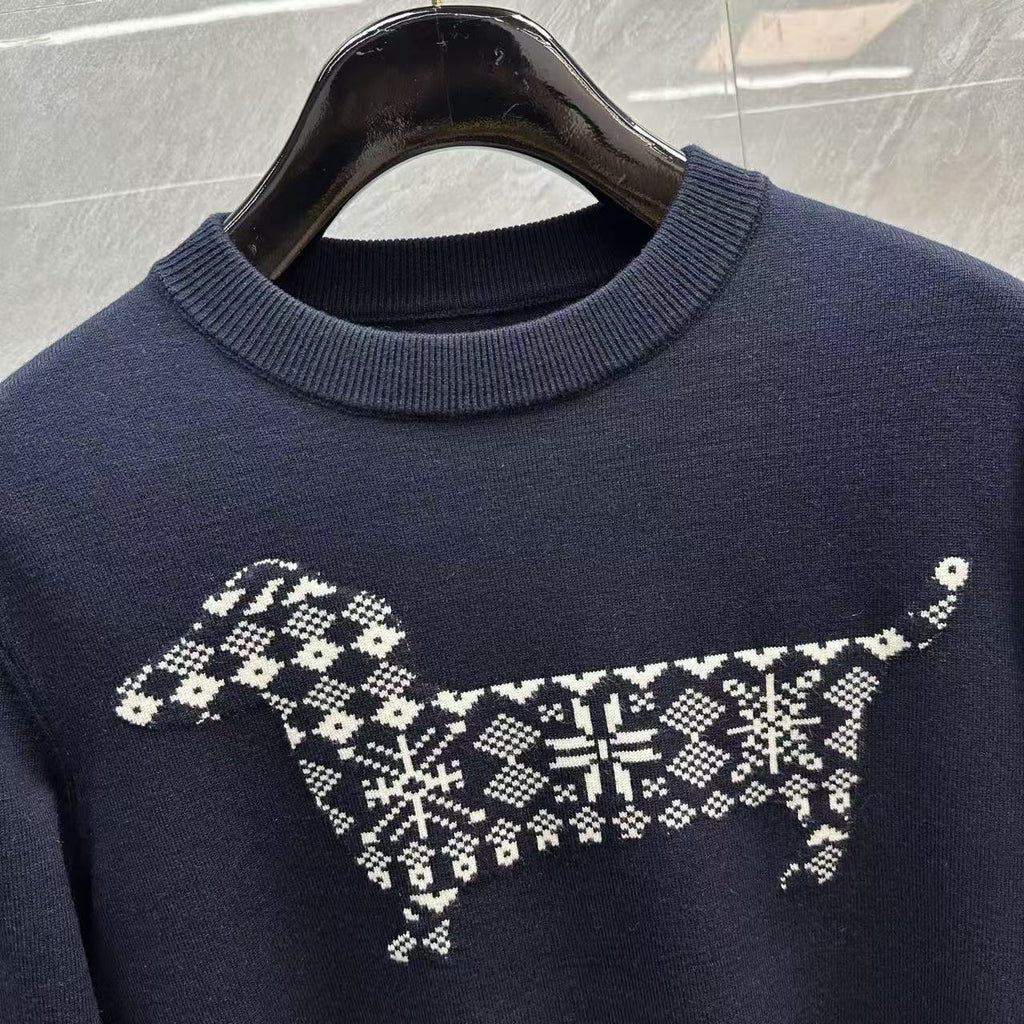Thom Browne Fair Isle Dachshund Jacquard Crewneck Sweater detail view 7