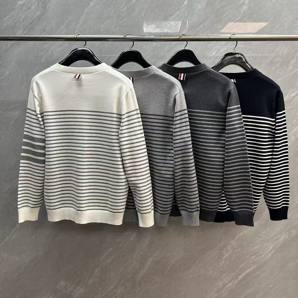Thom Browne Interval Stripe Contrast Knit Cardigan detail view 2