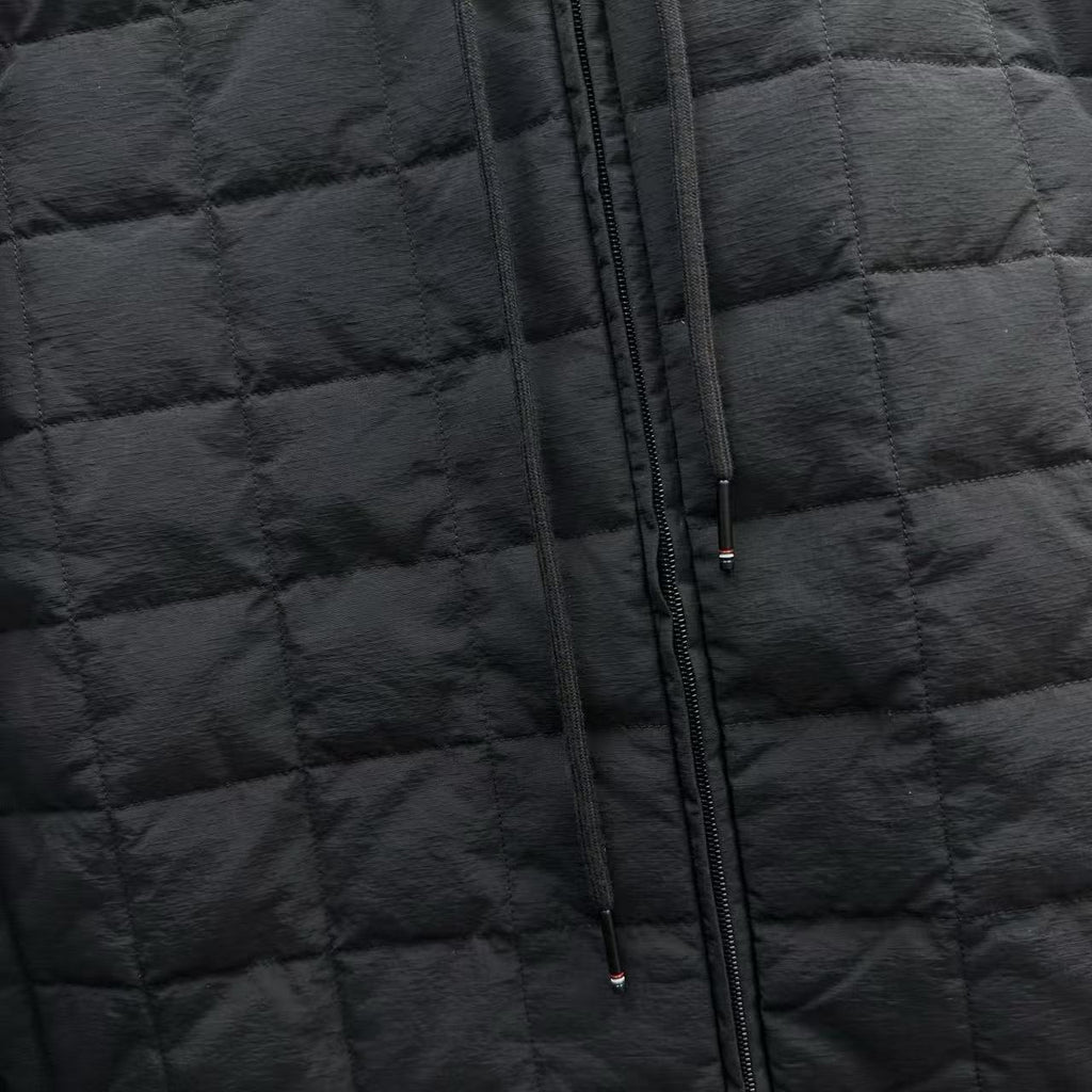 Thom Browne Quilted Grid Zip Hooded Down Jacket detail view 9