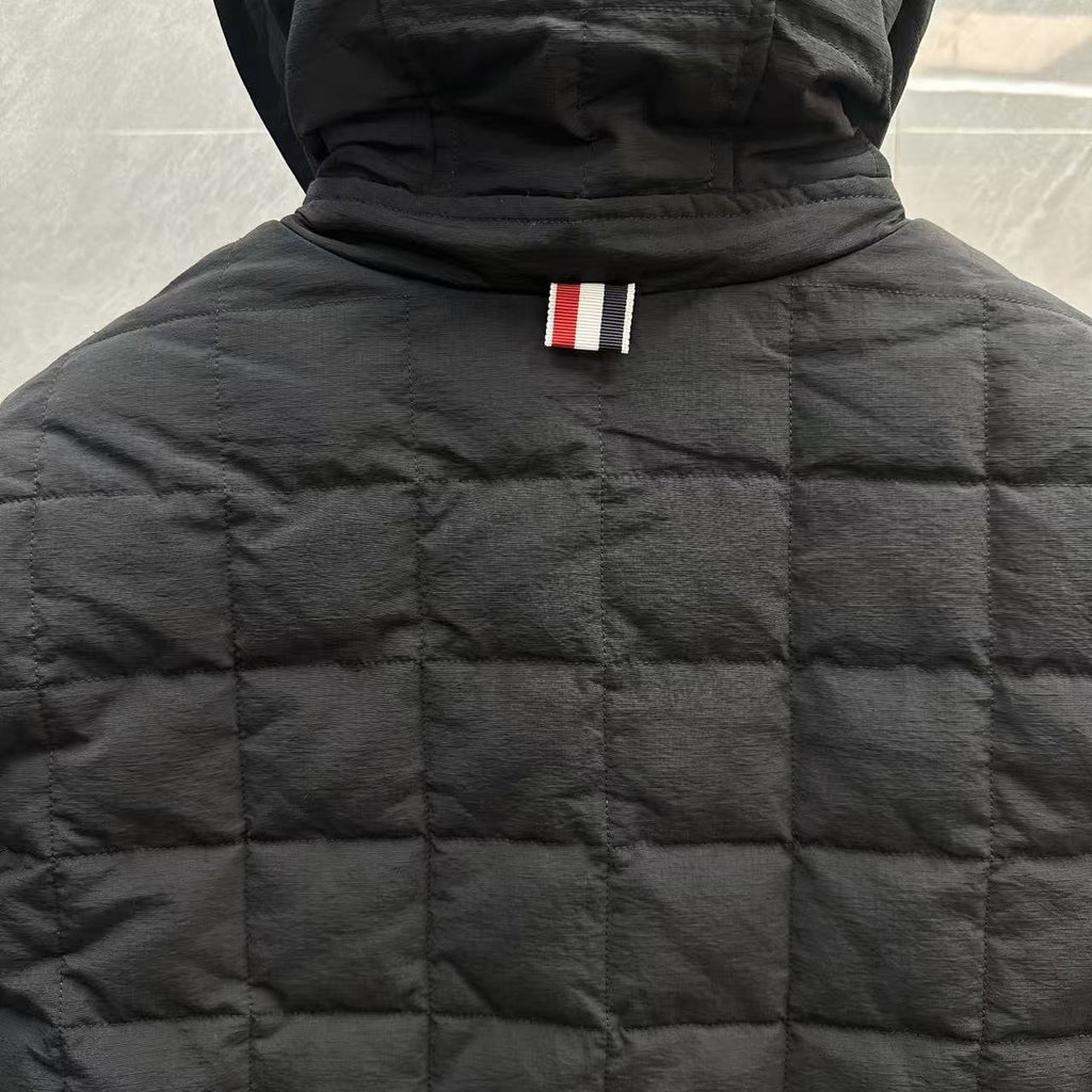 Thom Browne Quilted Grid Zip Hooded Down Jacket detail view 12