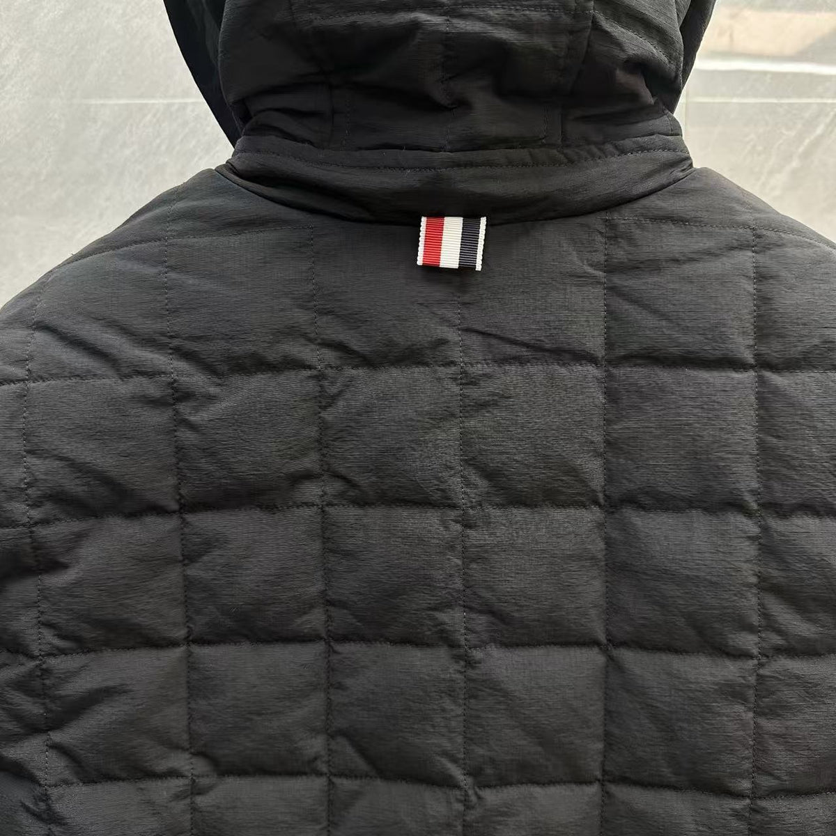 Thom Browne Quilted Grid Zip Hooded Down Jacket detail view 12