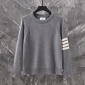 Thom Browne Classic Four-Stripe Wool Crewneck Sweater detail view 1