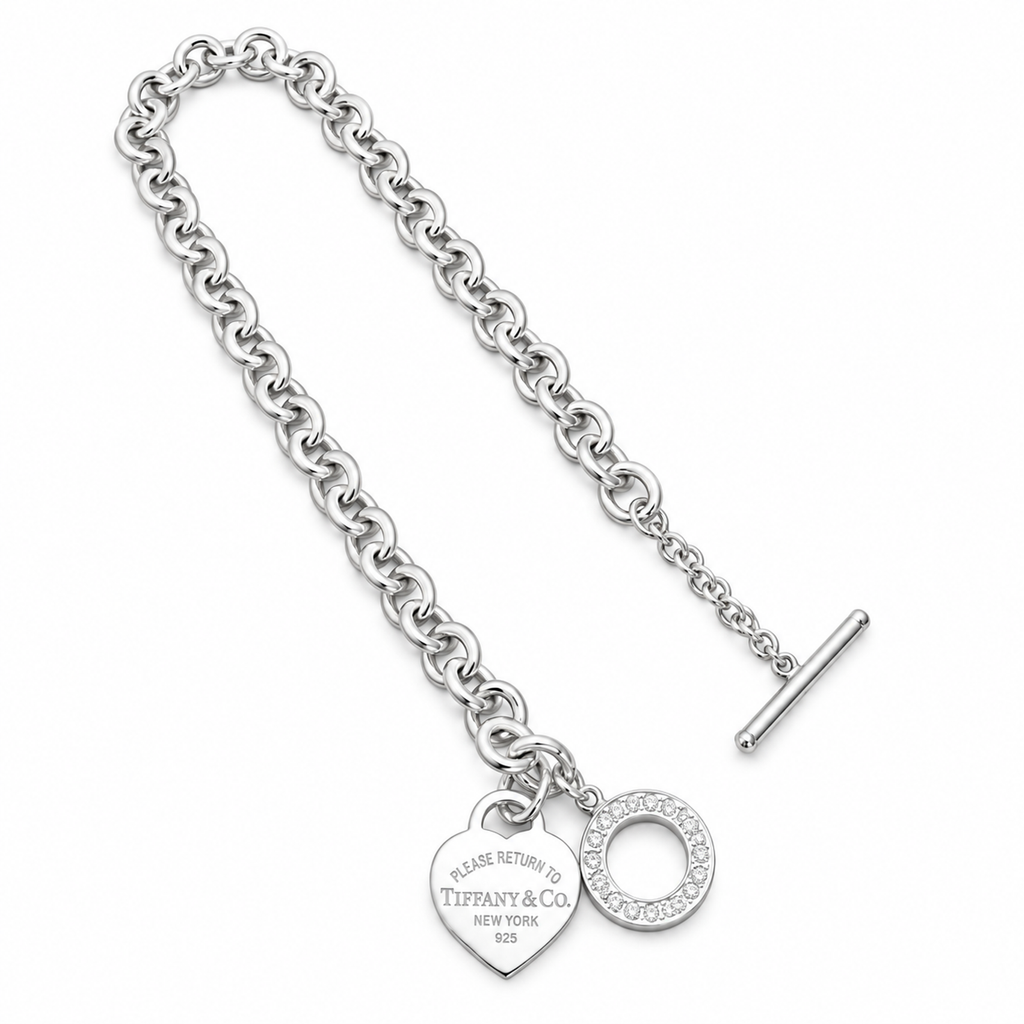 Tiffany & Co. Chunky Chain Heart Necklace on white background