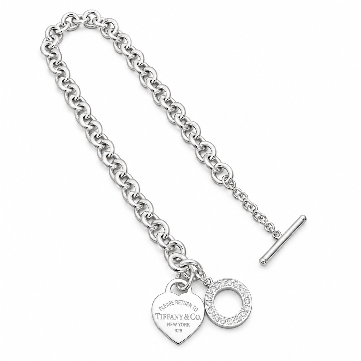 Tiffany & Co. Chunky Chain Heart Necklace on white background
