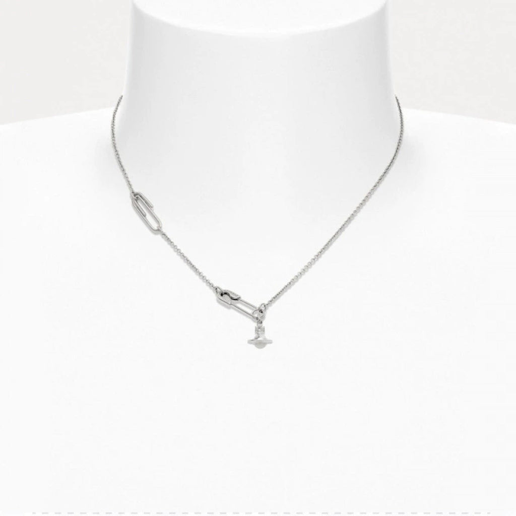 Vivienne Westwood Style 3D Orb Safety Pin Necklace detail 1
