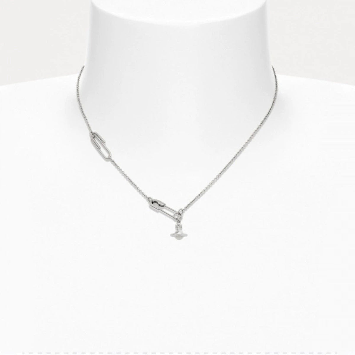 Vivienne Westwood Style 3D Orb Safety Pin Necklace detail 1