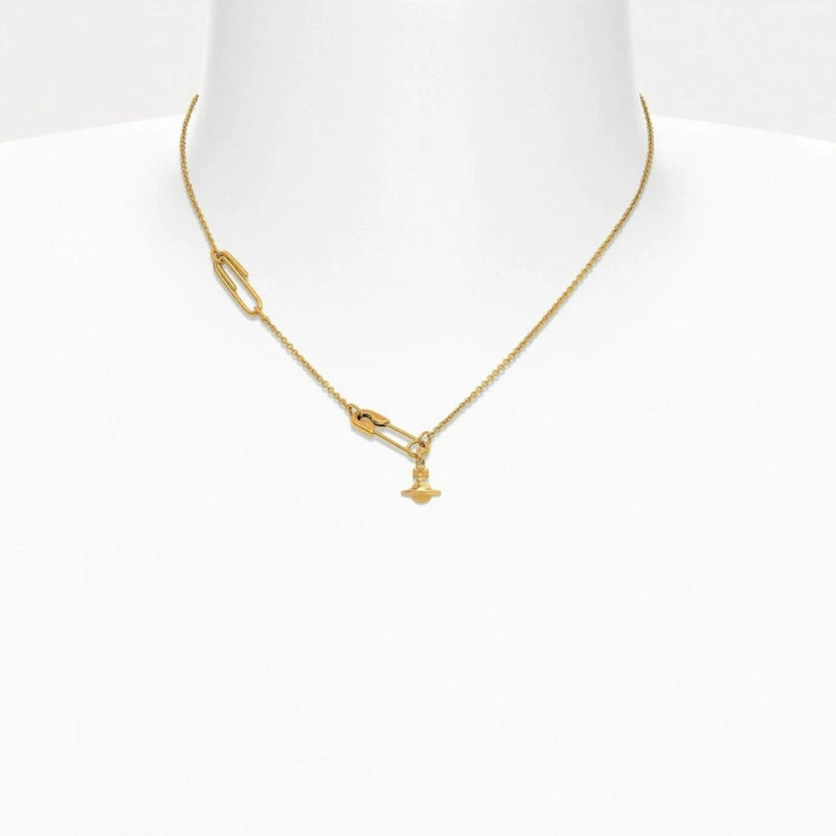 Vivienne Westwood Style 3D Orb Safety Pin Necklace detail 2