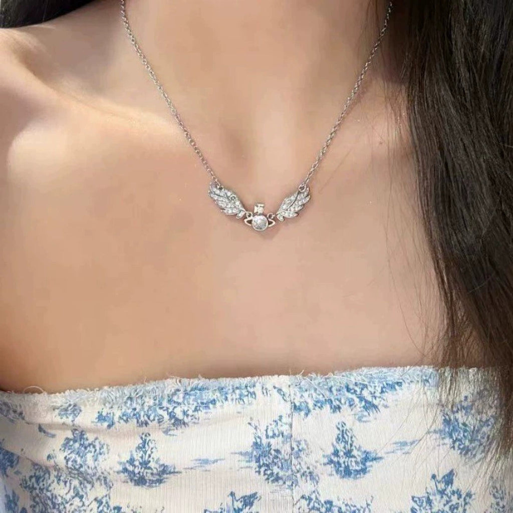 Vivienne Westwood Style Angel Wing Orb Necklace detail 2