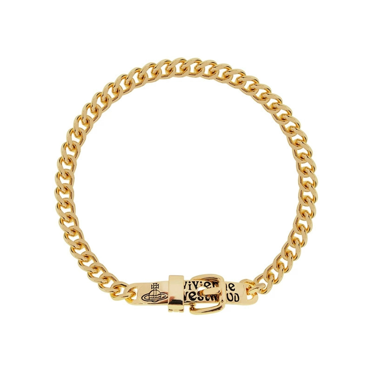 Vivienne Westwood Style Engraved Letter Cuban Chain Necklace detail 5