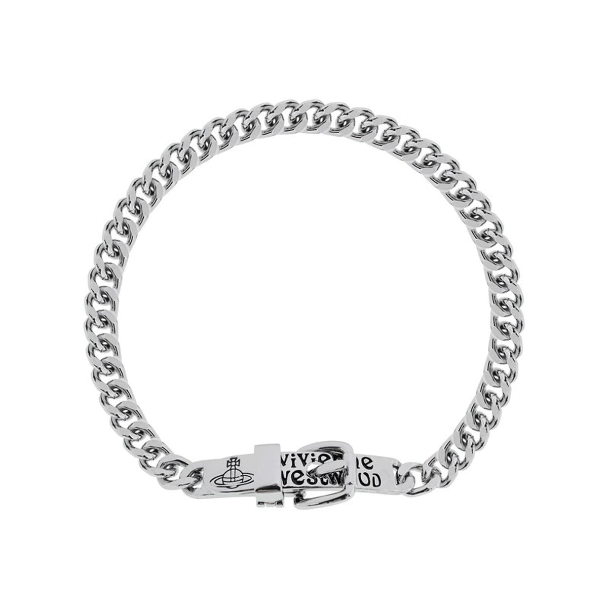 Vivienne Westwood Style Engraved Letter Cuban Chain Necklace detail 6