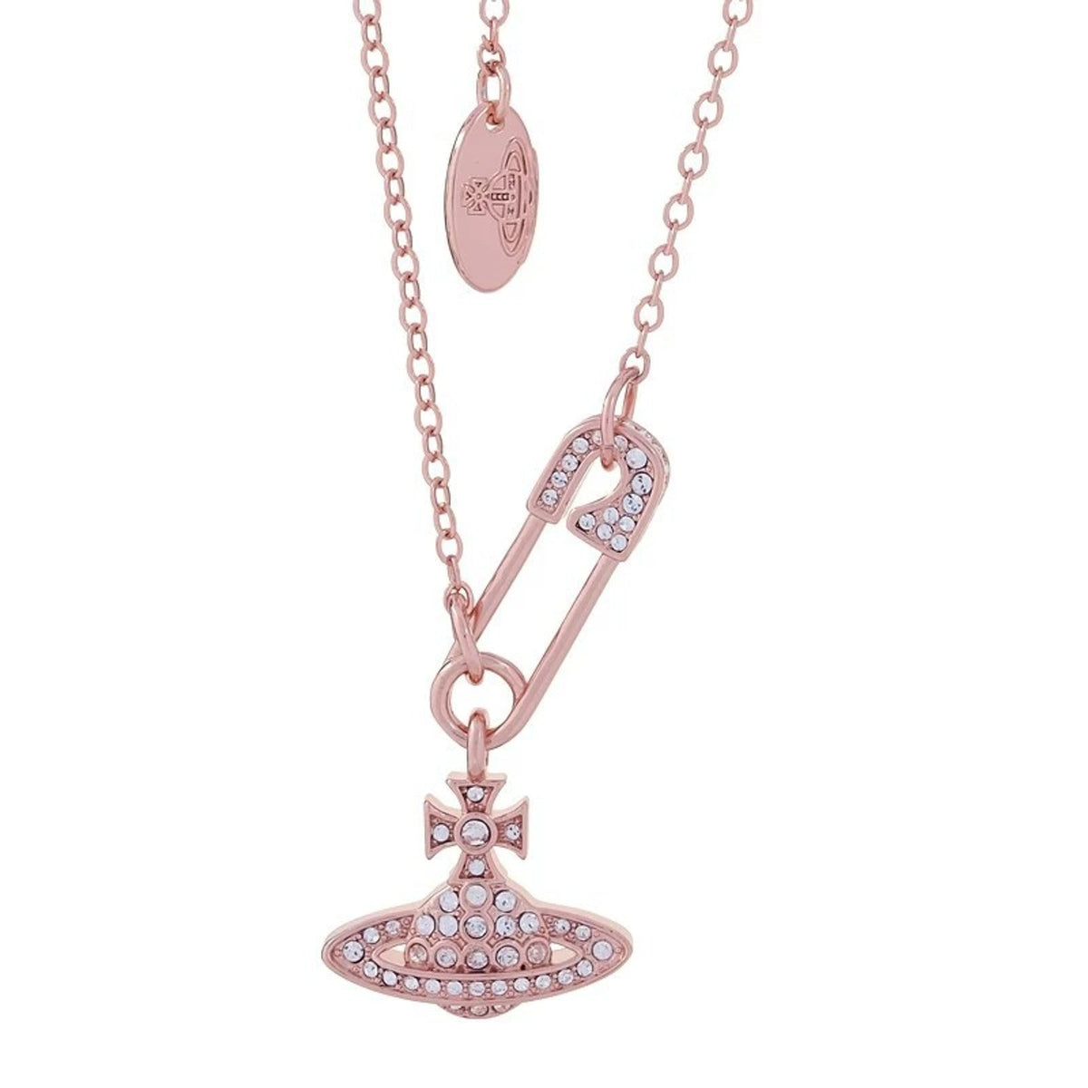 Vivienne Westwood Style Safety Pin Orb Chain Necklace detail 3