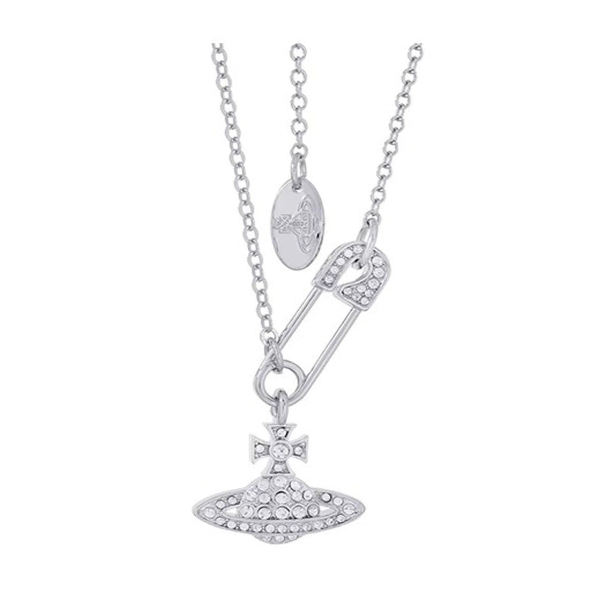 Vivienne Westwood Style Safety Pin Orb Chain Necklace detail 4
