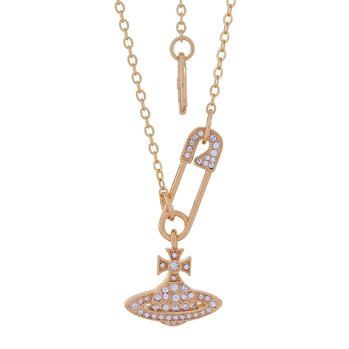 Vivienne Westwood Style Safety Pin Orb Chain Necklace detail 6