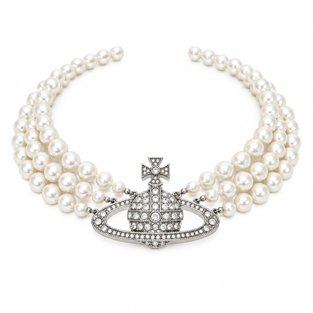 Vivienne Westwood Style Triple Pearl Orb Necklace main product image