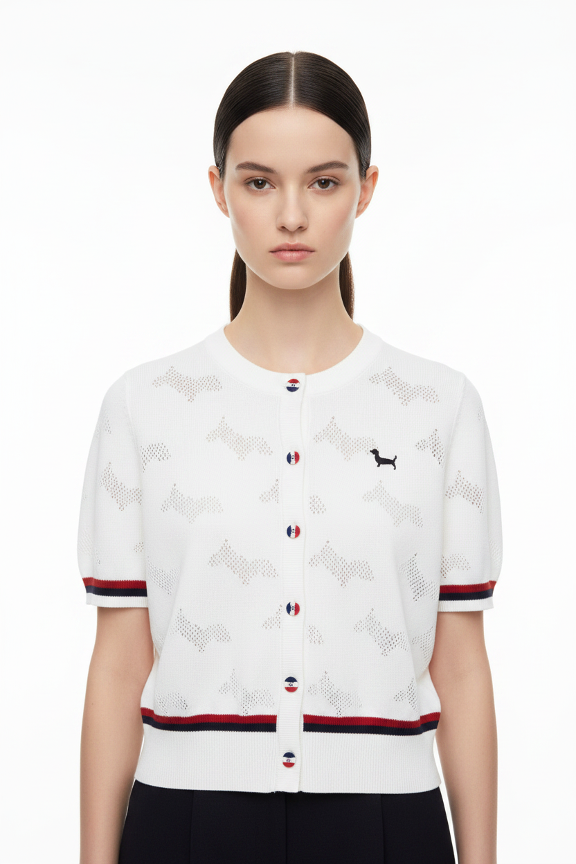 New Puppy-Embroidered Knitted T-Shirt - Image 5