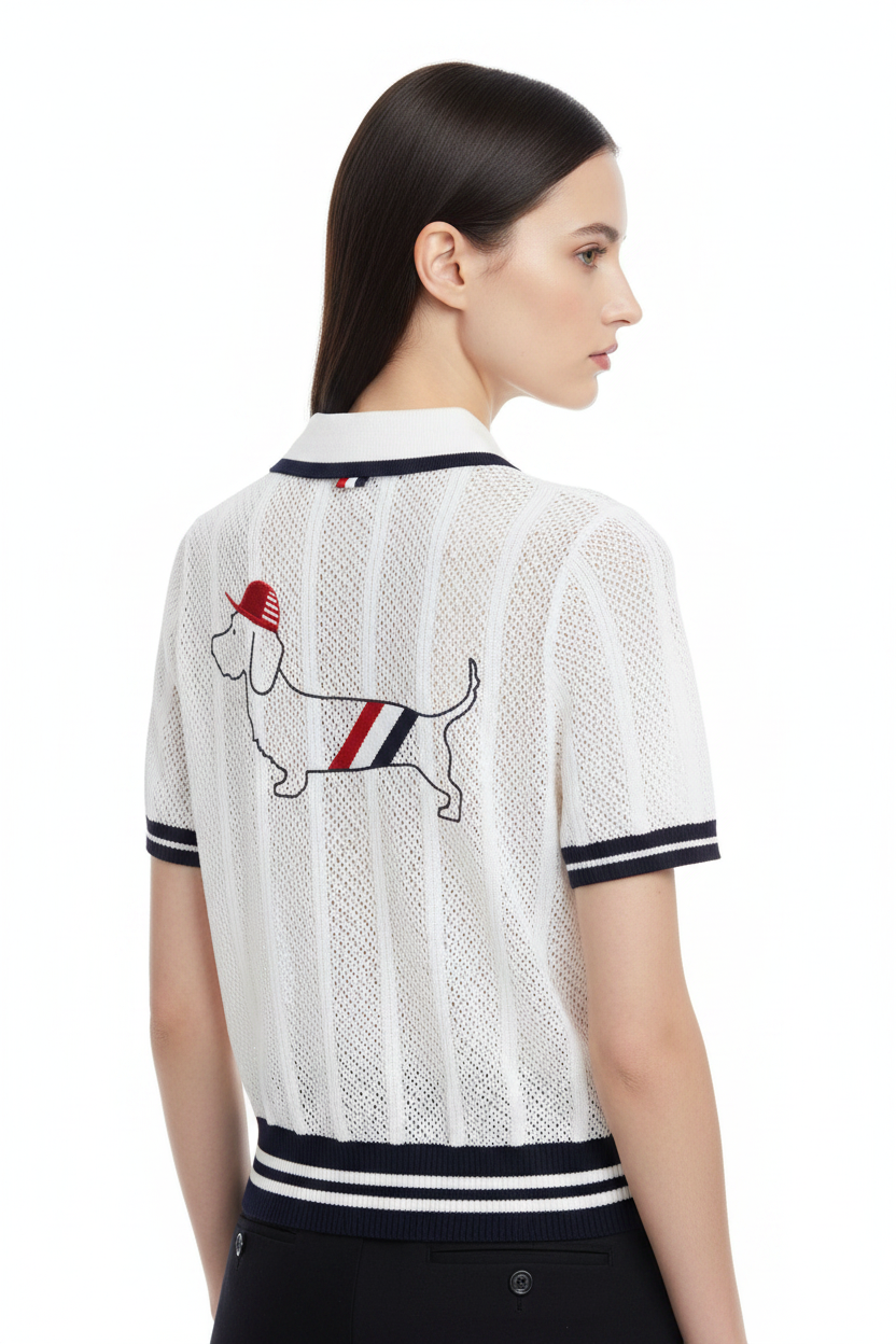New Puppy-Embroidered Knitted T-Shirt - Image 2