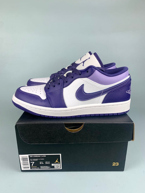 Air Jordan 1 Low White/Purple 553558-515 Unisex Sneakers detail view 2