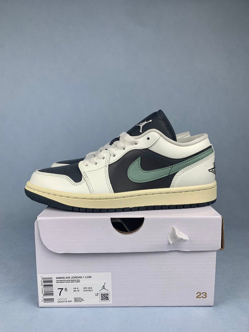Air Jordan 1 Low Black/Green Unisex Sneakers DC0774-001 detail view 2