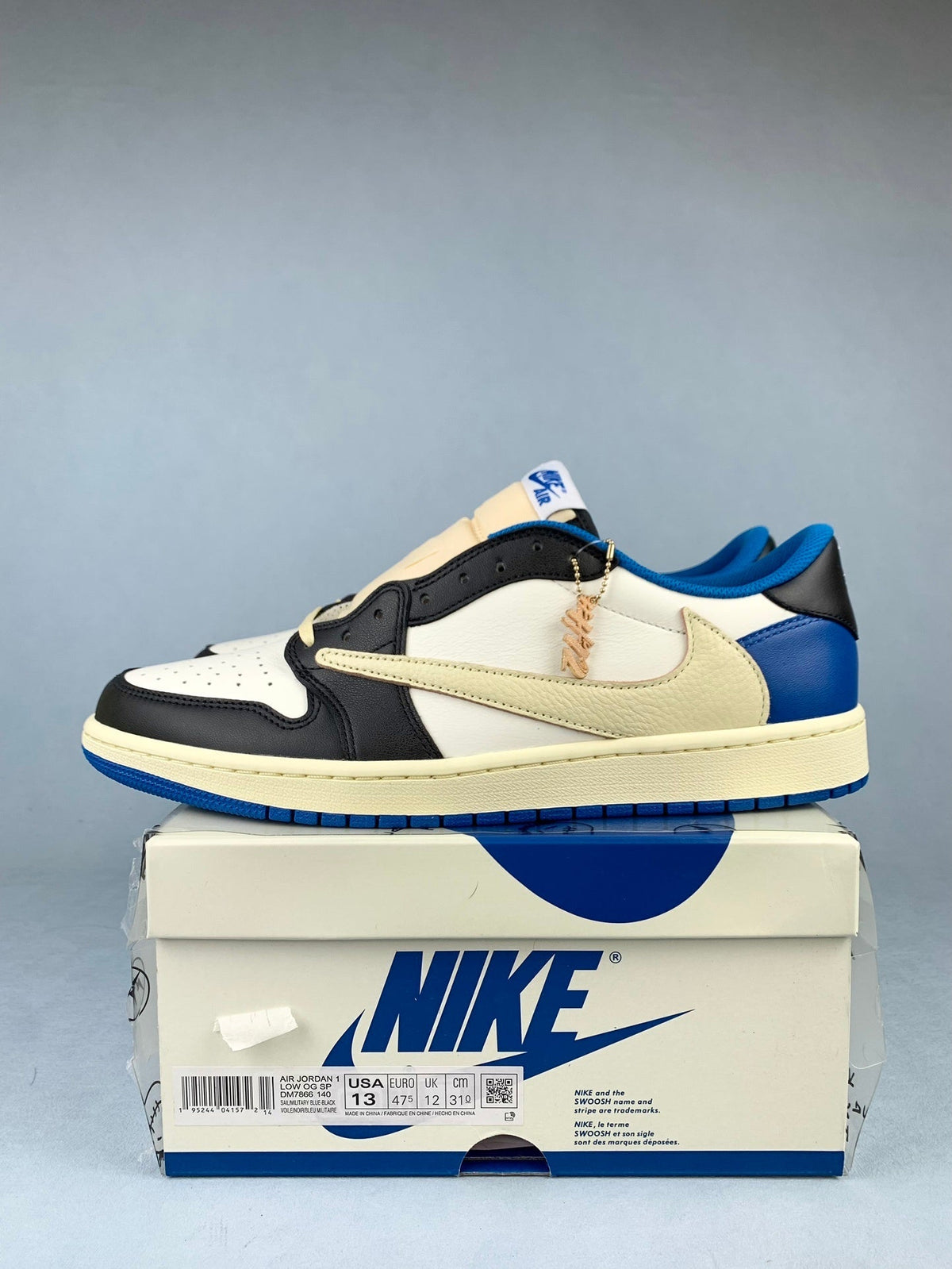 Air Jordan 1 Low White/Blue Lightning Reverse Swoos Unisex Sneakers DM7866-140 detail view 2