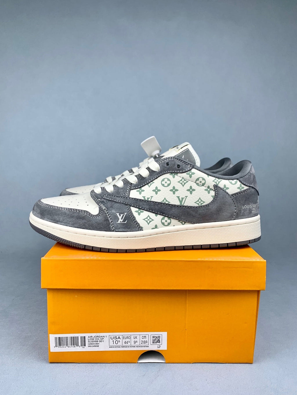 Air Jordan 1 Low LV Collaboration White/Grey Unisex Sneakers SJ2068-261 detail view 2