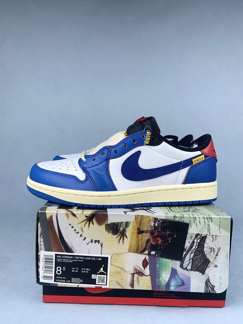 Air Jordan 1 Low un Color-blocked Blue Unisex Sneakers HQ6998-146 detail view 2