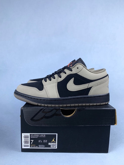 Air Jordan 1 Low Grey / Black / Mocha Brown Unisex Sneakers IB7109-005 detail view 2